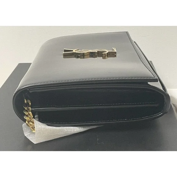 NEW SAINT LAURENT PATENT LEATHER GOLD CHAIN WALLET BAG PURSE BOX! - Picture 10 of 16